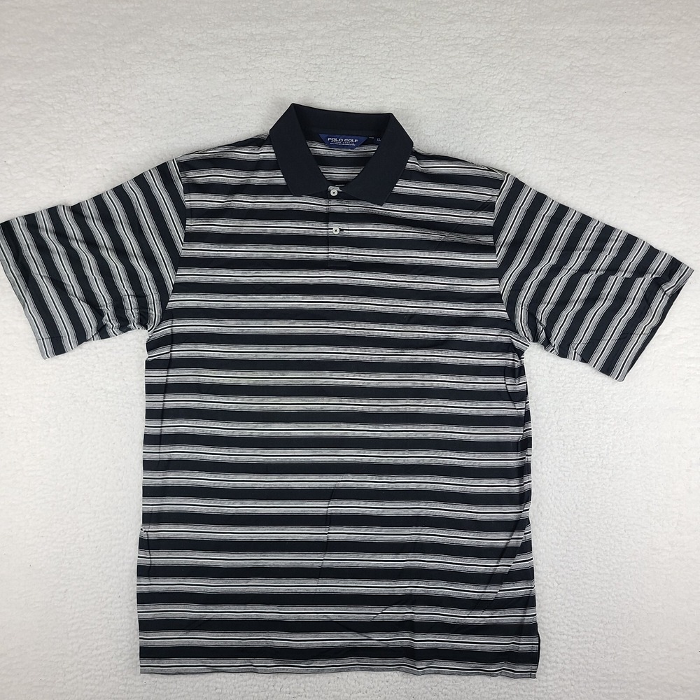 Polo Golf Ralph Lauren‎ Polo Shirt Mens XL Black White Striped Pima Cotton